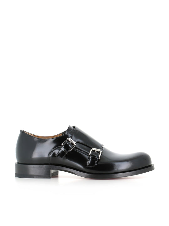 Christian Louboutin Doppia Fibbia Moustachou Monk Flat Nero Uomo