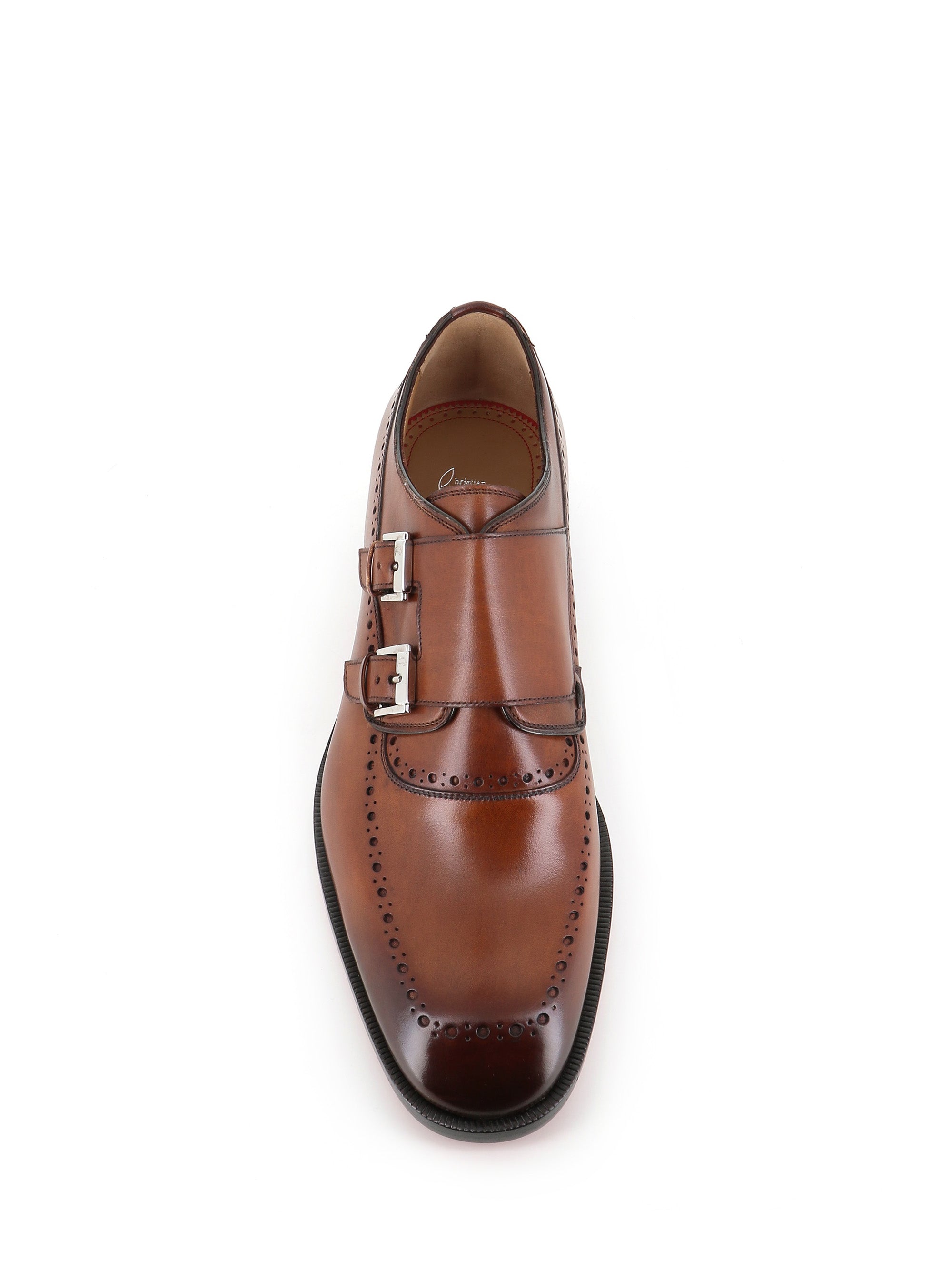  Double Buckle Moustachou Monk Flat Christian Louboutin Special_ Marrone - 4